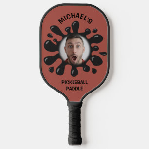 Funny Splatter Squish Black Goo Custom Name Foto Pickleball Paddle