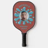 Funny Splatter Squish Blue Goo Custom Name Foto Pickleball Paddle (Voorkant)