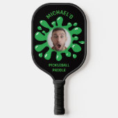 Funny Splatter Squish Green Goo Custom Name Foto Pickleball Paddle (Voorkant)