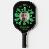 Funny Splatter Squish Green Goo Custom Name Foto Pickleball Paddle (Achterkant)