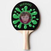 Funny Splatter Squish Green Goo Custom Name Foto Tafeltennisbatje (Achterkant)