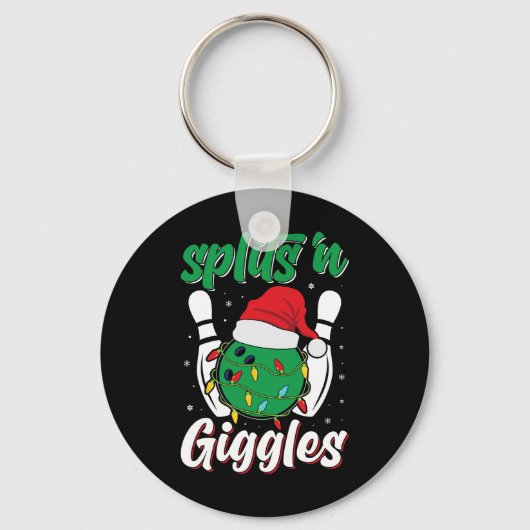Funny Splits n Giggles Bowling Speler Kerst Bo Sleutelhanger (Voorkant)