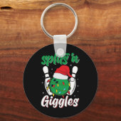Funny Splits n Giggles Bowling Speler Kerst Bo Sleutelhanger (Voorkant)