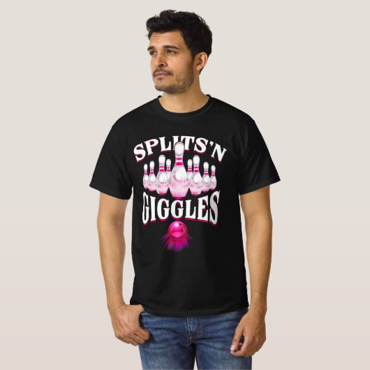 Funny Splits _n Giggles Bowling Team Bowler Sport T-shirt (Voorkant volledig)