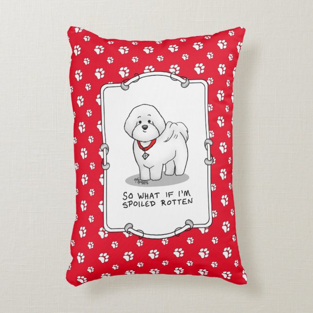 Funny Spoiled Rotten Bichon Frise Dog - Cute Accent Kussen (Voorkant(Verticaal))