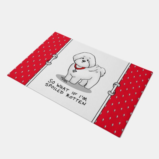Funny Spoiled Rotten Bichon Frise Dog - Cute Deurmat (Schuin)