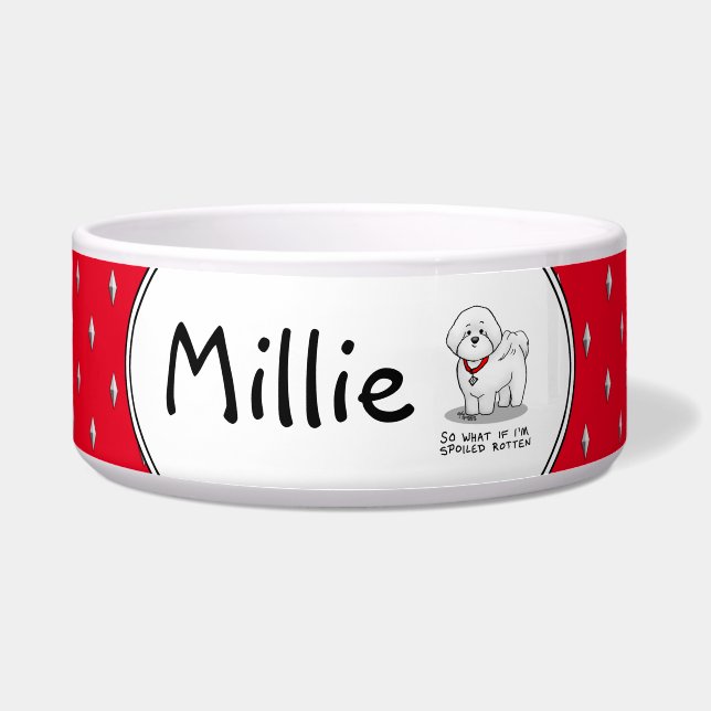 Funny Spoiled Rotten Bichon Frise Dog - Cute Voerbakje (Voorkant)