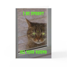 Funny Spooky Cat Halloween Kaart