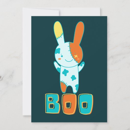 Funny Spooky Cute Halloween Kawaii Boo Bunny Kaart (Voorkant)