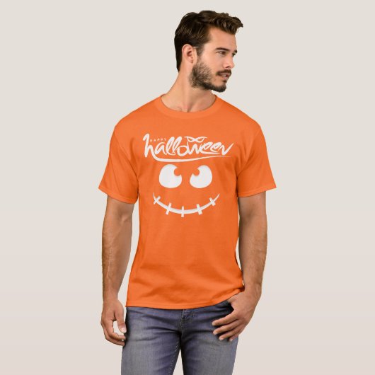 Funny Spooky Face Happy Halloween voor mannen T-shirt (Voorkant volledig)