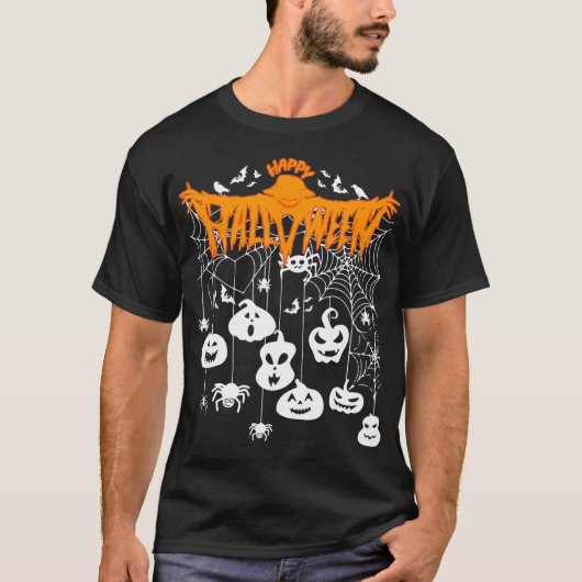 Funny Spooky Hanging Halloween Pumpkins T-shirt (Voorkant)