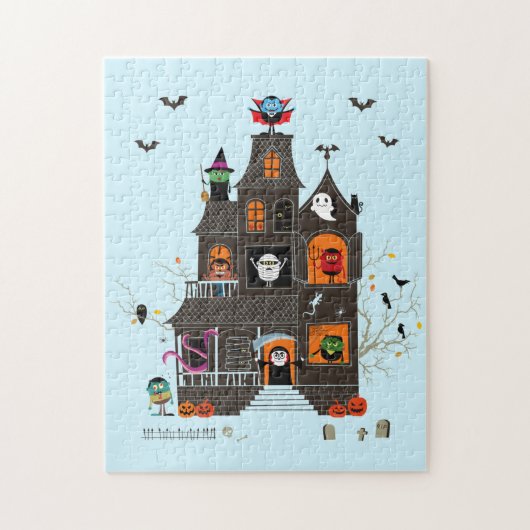 Funny Spooky Monster Family Haunted House Legpuzzel (Verticaal)