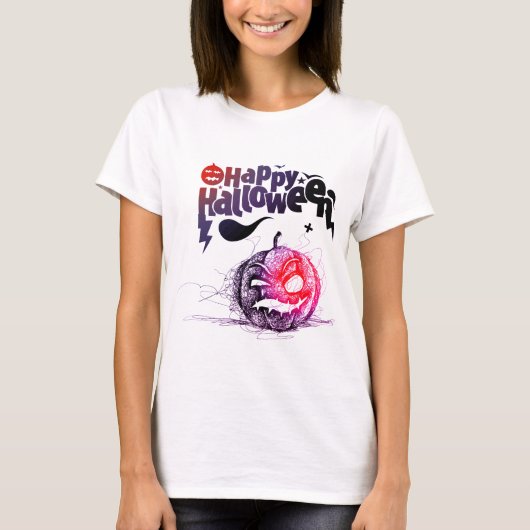 Funny spooky Pumpkin Face Happy Halloween T-shirt (Voorkant)