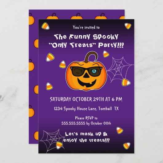 Funny Spooky Pumpkin iconic winkS Party Kaart (Voorkant / Achterkant)