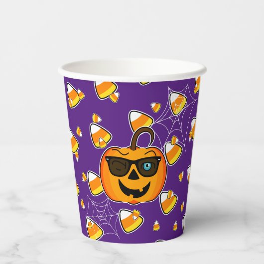 Funny Spooky Pumpkin iconic winkS Pattern Papieren Bekers (Achterkant)