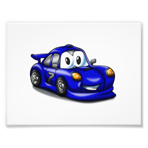 Funny Sport car cartoon   Achtergrondkleur kiezen Foto Afdruk