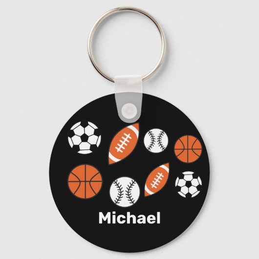 Funny Sports Ball Button Sleutelhanger (Voorkant)
