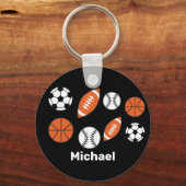 Funny Sports Ball Button Sleutelhanger (Voorkant)