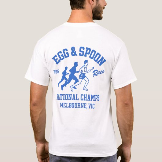 Funny Sports Day Egg and Spoon Race Melbourne T-shirt (Achterkant)