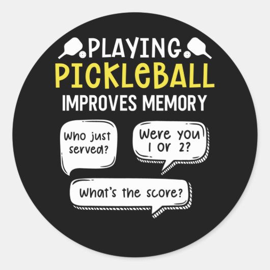 Funny Sports Pickleball Player Ronde Sticker (Voorkant)