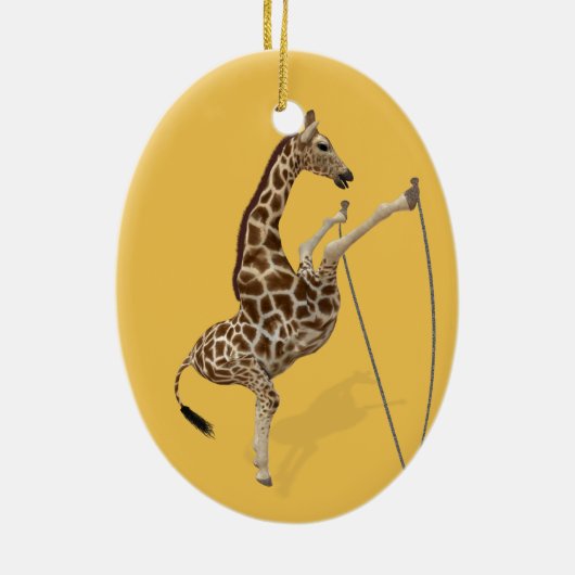 Funny Sporty Giraffe Keramisch Ornament (Achterkant)