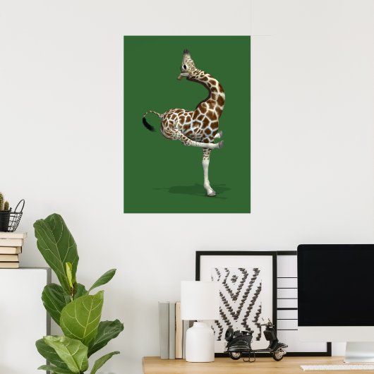 Funny Sporty Giraffe Poster (Thuiskantoor)
