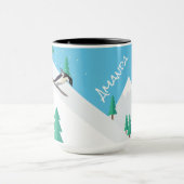 Funny Sporty Penguin on Ski Slopes Winter Snow Mok (Midden)