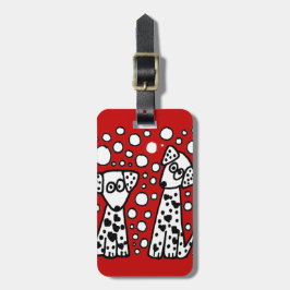 Funny Spoted Dogs met hart Bagagelabel