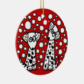 Funny Spoted Dogs met hart Keramisch Ornament (Rechts)