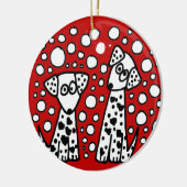 Funny Spoted Dogs met hart Keramisch Ornament (Links)