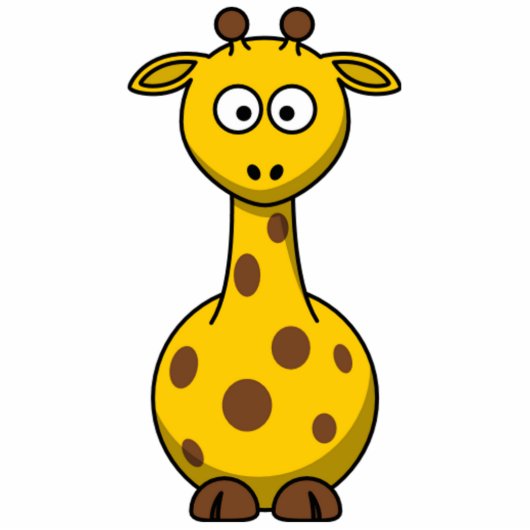 Funny Spotted Cartoon Giraffe Kinderen Staand Fotobeeldje (Voorkant)