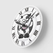 Funny Spotted Cow Black White Roman Numerals Ronde Klok (Hoek)