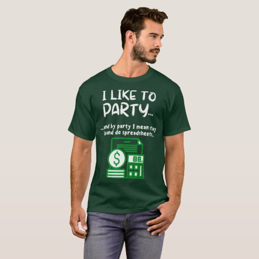 Funny Spreadsheet ik hou van partijgegevens Nerd T-shirt (Voorkant volledig)