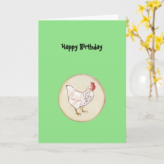 Funny Spring Chicken Birthday Kaart (Gele Bloem)