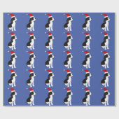 Funny Springer Spaniel Dog in Santa hat Christmas Cadeaupapier (Vlak)