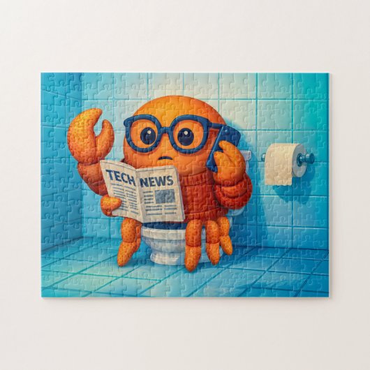 Funny Spy Crab Reading Tech News Magazine Legpuzzel (Horizontaal)