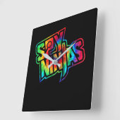 Funny Spy Gaming Ninjas Game Wild met Clay Style Vierkante Klok (Hoek)