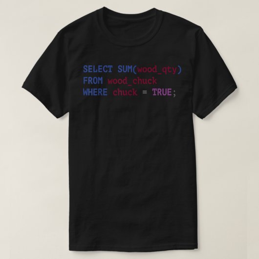 Funny SQL Tshirts Coder Programmer (Design voorkant)