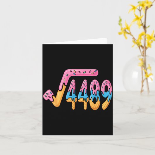 Funny Square Root 4489 Funny 67 Math Ice Cream Mem Kaart (Gele Bloem)