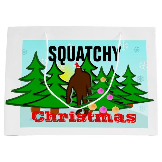 Funny Squatchy-kerstboomkreet Groot Cadeauzakje (Voorkant)