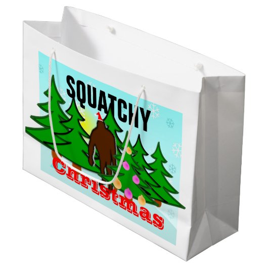 Funny Squatchy-kerstboomkreet Groot Cadeauzakje (Voorkant Gekanteld)