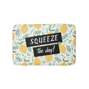 Funny Squeeze the Day Lemon Yellow Green Leaves Badmat