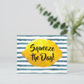 Funny Squeeze the Day Script 3D Lemon Briefkaart (Staand voorkant)