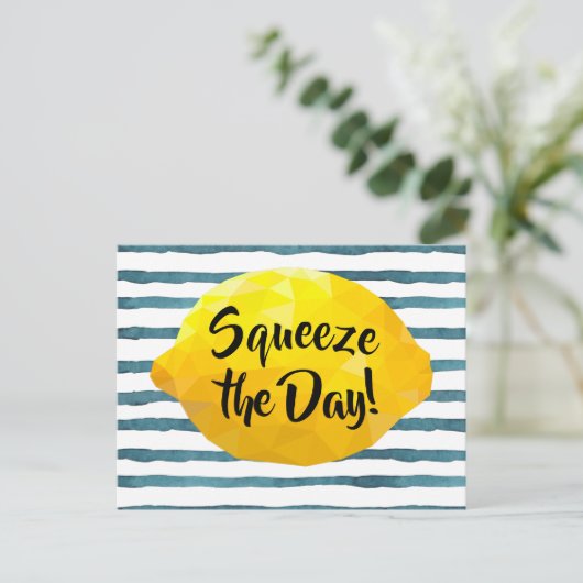 Funny Squeeze the Day Script 3D Lemon Briefkaart (Staand voorkant)