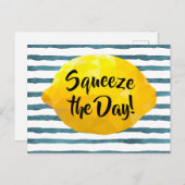 Funny Squeeze the Day Script 3D Lemon Briefkaart (Voorkant / Achterkant)