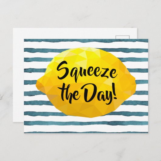 Funny Squeeze the Day Script 3D Lemon Briefkaart (Voorkant / Achterkant)