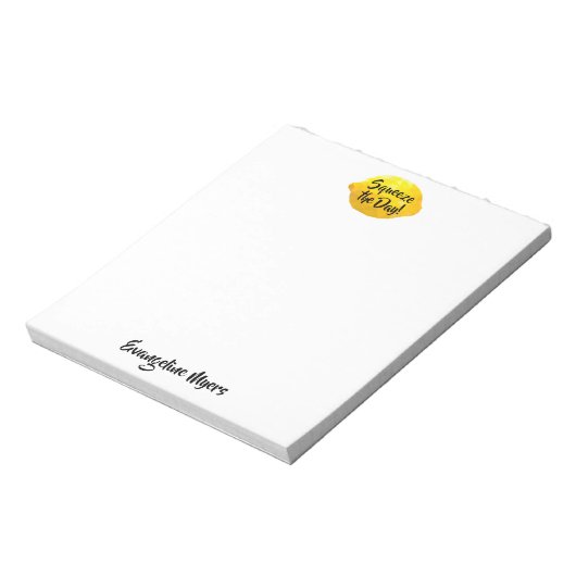 Funny Squeeze the Day Script 3D Lemon Monogram Notitieblok (Linkerzijde)