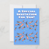 Funny squid school met bubbels cartoon kaart (Achterkant)