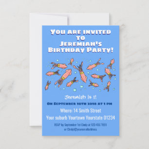 Funny squid school met bubbels cartoon kaart