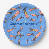 Funny squid school met bubbels cartoon papieren bordje (Voorkant)